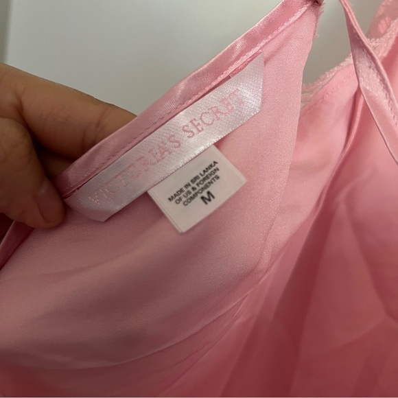 Victoria’s Secret Pink Lace Trim Satin Chemise Dress-Women’s Size Medium - Picture 7 of 8